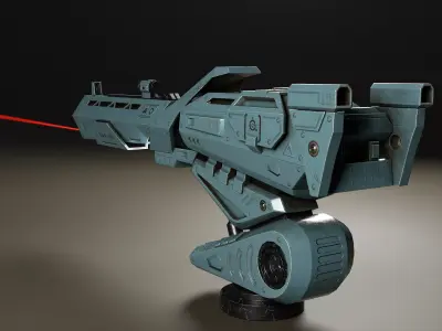 Sci-Fi Turret Gun Low-poly 3D model purchase