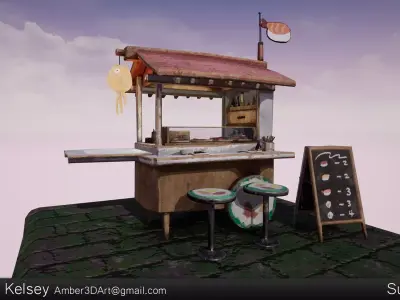 Next generation Lamian Noodles stall Low-poly 3D model