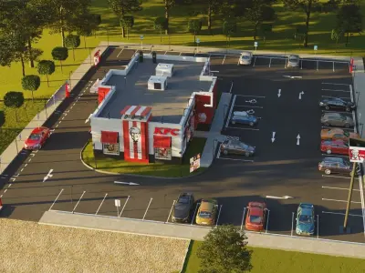 KFC Building and parking 3D model