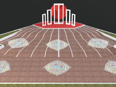 Shaeed Minar - Bangladesh  Low-poly 3D model