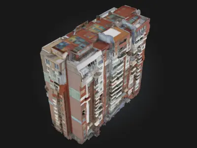 High-Rise Mosaic Stylized Skyscraper Facade Model 3D model