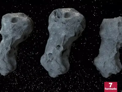 Detailed asteroids high-poly set  3D model