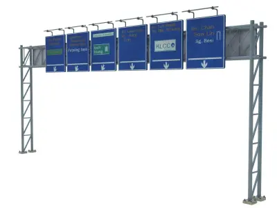 Highway Sign 08 Low-poly 3D model