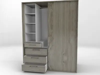 Wardrobe with drawers and doors Free 3D model