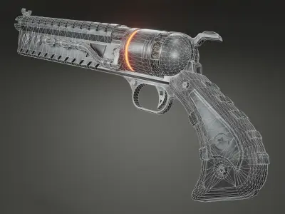 Stylized revolver Low-poly 3D model