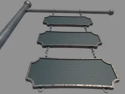 Metal Chain PBR Signboard Low-poly 3D model