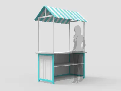Wooden Food Stand 1 3D model
