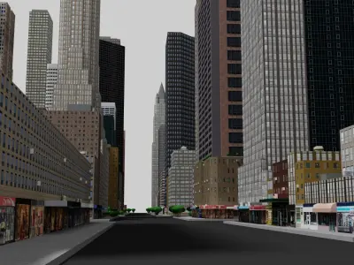 City Downtown Skyscraper Low-poly 3D model