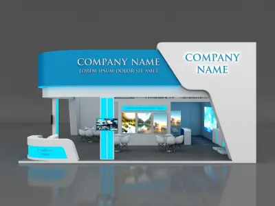Booth Exhibition Stand Stall 10x12m Height 500 cm 2 Side Open 3D model