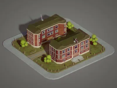 Lowpoly British School Low-poly 3D model