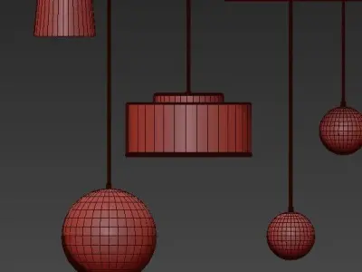 Cloth pendant lamps 3D model