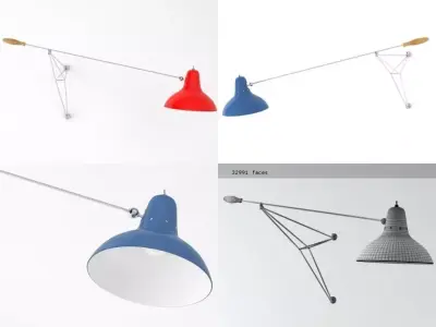 Diana lamp hanging from wooden wall 3D model