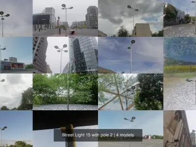 Street Light 15 with pole 2 3D Model Pack