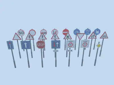Dutch Traffic Signs Low-poly 3D model