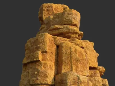 Low poly Yellow Canyon Column 181127 Low-poly 3D model