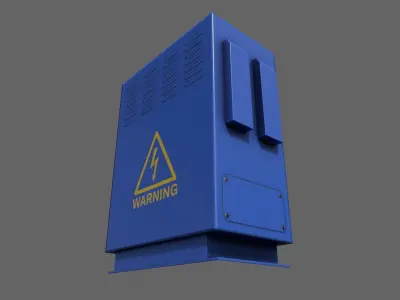 PBR Electric Box Blue V3 Low-poly 3D model