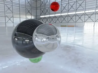 HDRI - Airplane Hangar Hall Interior 3b Texture