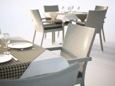 Outdoor restaurant tables 3D model