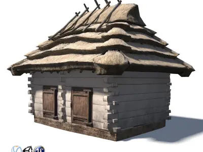Pigsty Building - Slav Architecture Low-poly 3D model