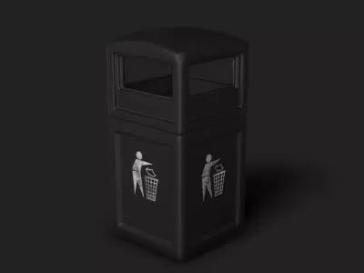 Square Trash Can Bin Low-poly 3D model