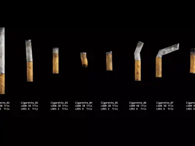 Sidewalk Trash - Cigarettes Masks Gum Cans Low-poly 3D model