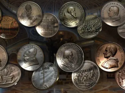 Vatican medalions colection Low-poly 3D model