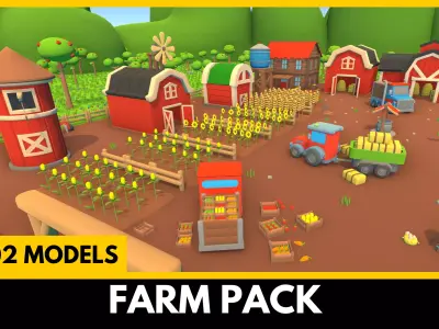 Farm - Stylized Low Poly Asset Pack by Ake Low-poly 3D model