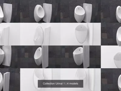 Collection Urinal 1 on wall 3D Model Pack