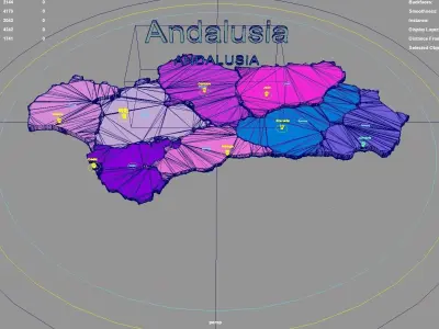 Andalusia  Spain map region geography political geographic 3D model