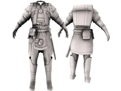 Medieval Human Ranger Warrior Explorer Outfit Low-poly 3D model