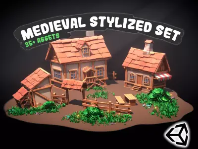 Medieval stylized pack Low-poly 3D model