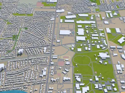 Sugar Land Texas USA 25km Low-poly 3D model