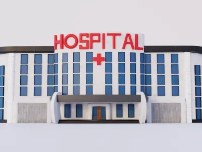 Modern hospital Building Polyclinic if you prefer Low-poly 3D model