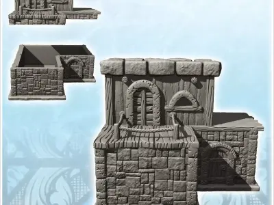 Medieval stone building with flat roof and terrace 4 - Medieval  3D print model