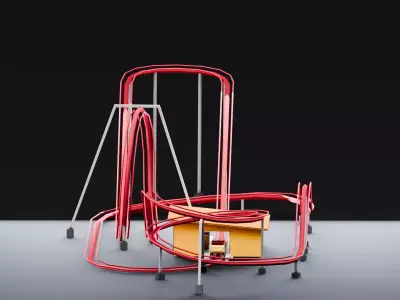 Amusement Park - Roller Coaster Low-poly 3D model
