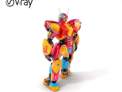 Colorful Humanoid Battle Robot Model Pack Low-poly 3D model