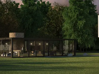 Glass House Exterior Scene 3D model