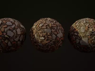 3 Debris Piles 4K PBR tileble materials  Texture