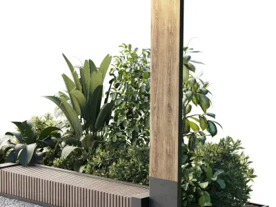 Urban Environment Urban Furniture Green Benches Low-poly 3D model