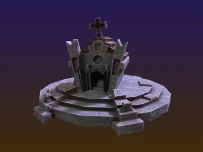 Halloween Spooky cartoon style Graveyard Low poly assets Low-poly 3D model