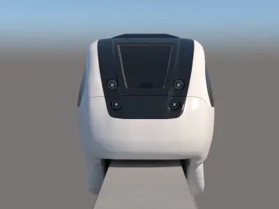 Monorail Collection commuter train on side of concrete wall 3D model