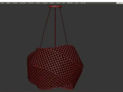 Miami Beach 3 Ring Crystal Chandelier Low-poly 3D model