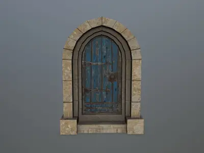 Medieval  Door Low-poly 3D model