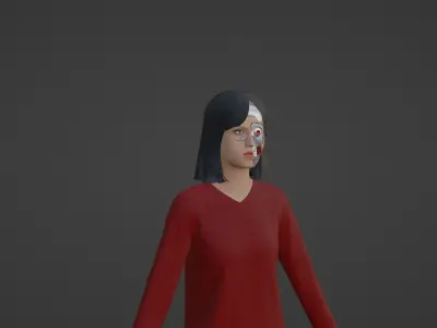 Cyber Character - Robot Woman Low-poly 3D model