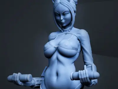 Cyborg girl 3D print model