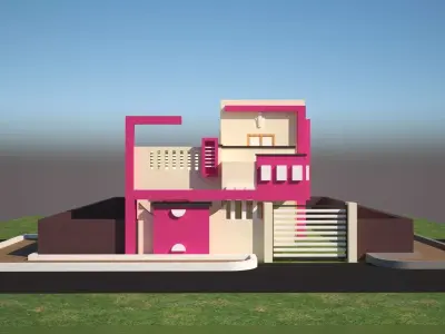 Exterior House design in Revit and rendering in vray 3D model