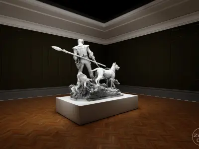 Art Museum Gallery Interior 8 - Textured - UE5 - Blender Low-poly 3D model