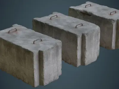 Concrete Barrier 5C Low-poly 3D model