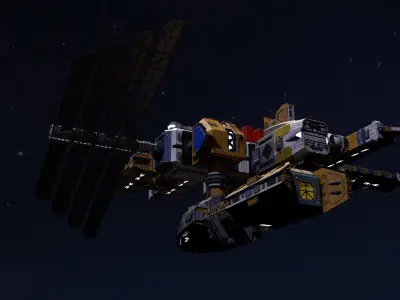 Modular Space Station Low-poly 3D model