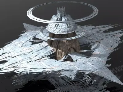 Frozen Ice shard Mountain landing arrays Low-poly 3D model